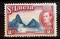Изображение Сент-Люсия 1938-1945 гг. Gb# 136 • Виды Сент-Люсии / Горы "Питоны" / 2 Sh • MLH OG VF+ ( кат.- £9 )