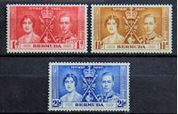 Изображение Бермуды 1937 г. Gb# 107-109 • Коронация • MLH OG VF+ • полн. серия ( кат.- £2 )