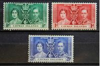 Изображение Каймановы о-ва 1937 г. Gb# 112-114 • Коронация • MLH OG VF+ • полн. серия ( кат.- £1,6 )