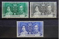 Изображение Гибралтар 1937 г. Gb# 118-120 • Коронация • MLH OG VF • полн. серия ( кат.- £5,25 )