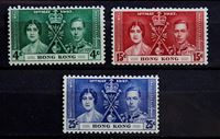 Изображение Гонконг 1937 г. Gb# 137-139 • Коронация • MLH OG XF • полн. серия ( кат.- £25 )