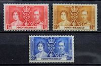 Изображение Монтсеррат 1937 г. Gb# 98-100 • Коронация • MNH OG XF • полн. серия ( кат.- £1,75 )