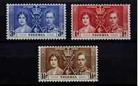 Изображение Нигерия 1937 г. Gb# 46-48 • Коронация • MLH OG • полн. серия ( кат.- £6,25 )