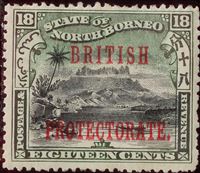 Изображение Северное Борнео 1901-1905 гг. Gb# 137 • Надпечатка BRITISH PROTECTORATE / 18с • MLH OG VF ( кат.- £17 )