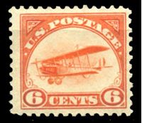 Image de США 1918 г. SC# C1 • 6c. аэроплан, первая марка авиапочты • MH OG XF ( кат.- $70 )
