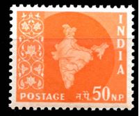 Image de Индия 1957-58 гг. Gb# 384 • 50 n.p. Стандарт. Карта страны. • MNH OG XF