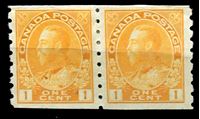 Изображение Канада 1922-31 гг. Gb# 256 • 1 c. • Георг V - Адмирал • MLH OG XF • пара ( кат.- £10 )