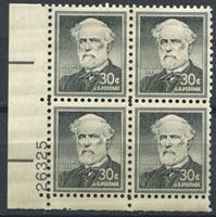 Изображение США 1954-68 гг. SC# 1049 • 30 c. Роберт Ли • MNH OG XF+ • № кв. блок