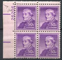 Изображение США 1954-68 гг. SC# 1051 • 50 c. Сьюзан Энтони • MNH OG XF+ • № кв. блок