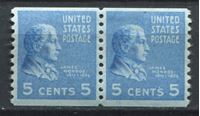 Image de США 1939г. SC# 845 • 5 c. Джеймс Монро • MNH OG XF / пара ( кат.- $10 )