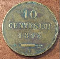 Изображение Сан-Марино 1893 г. • KM# 2 • 10 чентезимо • герб республики • VF
