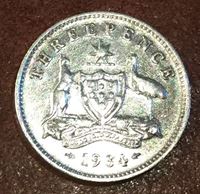 Picture of Австралия 1934 г. • KM# 24 • 3 пенса • Георг V • XF+ ( кат.- $50,00 )