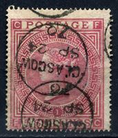 Изображение Великобритания 1867 г. Gb# 127 • 5 sh. pl. № 1 Королева Виктория • Used VF ( кат.- £600 )