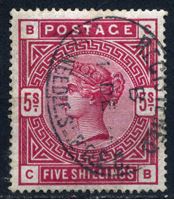 Изображение Великобритания 1883-84 гг. Gb# 180 • 5 sh. Королева Виктория • Used XF ( кат.- £250 )