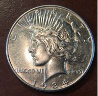 Изображение США 1934 г. • KM# 150 • "мир" (серебро) • AU+