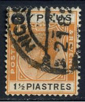 Изображение Кипр 1924-28 гг. Gb# 107 • 1 1/2pi. Король Георг V • Used VF ( кат.- £15 )