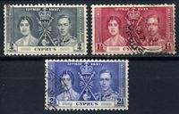 Bild von Кипр 1937г. Gb# 148-50 • Коронация Георга VI • Used VF / полн. серия ( кат.- £6 )