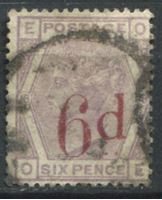 Изображение Великобритания 1880-83 гг. Gb# 162 • 6d. на 6d. надпечатка • Used VF ( кат.- £185 )