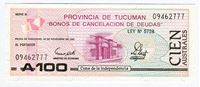 Изображение Аргентина 1989 г. • (Провинция Тукуман) 100 аустралей • UNC пресс