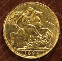 Bild von Великобритания 1894г. KM# 785 • соверен • золото 917 - 7.99 гр. • MS BU GEM