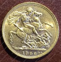 Изображение Великобритания 1906г. KM# 805 • соверен / золото 917 - 7.99 гр. • BU-