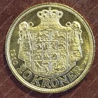 Изображение Дания 1910г. KM# 810 • 20 крон / золото 900 - 8.96 гр. • MS BU GEM!!!