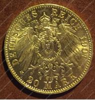 Bild von Пруссия 1901 г. KM# 521 • 20 марок • золото 900 - 7.97 гр. • MS BU GEM!!