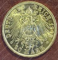 Bild von Пруссия 1903г. KM# 521 • 20 марок • золото 900 - 7.97 гр. • MS BU GEM!!