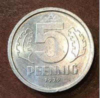 Изображение Германия ГДР 1979г. A KM# 9.2 • 5 пфеннигов • BU