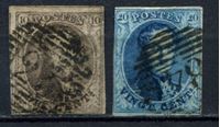 Изображение Бельгия 1858-61 гг. SC# 10-11 • 10 и 20c. б.з. Король Леопольд I (лот № 11) • Used VF-XF ( кат.- $18 )