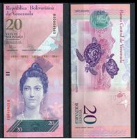 Изображение Венесуэла 2011 г. P# 91 • 20 боливаров • UNC пресс