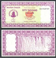 Изображение Зимбабве 2006 г. P# 30 • 50 тыс. долларов • UNC пресс ( кат. - $10 )
