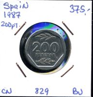 Изображение Испания 1987 г. • KM# 829 • 200 песет • регулярный выпуск • BU ( кат.- $16,00 )