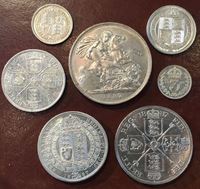 Изображение Великобритания 1887 г. • KM# 758-765 • 3 пенса - 1 крона • Юбилейный набор (серебро) unc-MS BU • UNC+