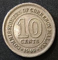 Picture of Малайя 1949 г. • KM# 8 • 10 центов • Георг VI • UNC ( кат.- $15,00 )