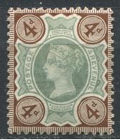 Изображение Великобритания 1887-92 гг. Gb# 205 • 4d.. Королева Виктория. • MH OG XF ( кат.- £40 )