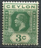 Picture of Цейлон 1912-25 гг. Gb# 308a • 3c. Георг V. стандарт. без наклеек! • MNH OG XF ( кат.- £5 )