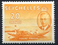 Image de Сейшелы 1952 г. Gb# 163 • Георг VI основной выпуск • 20c. Рыбацкая лодка • MLH OG XF