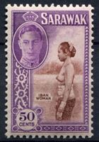 Изображение Саравак 1950 г. Gb# 182 • 50c. Местная девушка • MLH OG XF ( кат.- £7 )