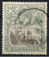 Изображение Вознесения о-в 1924-33 гг. Gb# 13 • Георг V основной выпуск • 2d. Фрегат • Used VF ( кат.- £13 )
