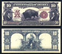 Picture of США 1901 г. P# 185 • 10 долларов. "Бизон" • регулярный выпуск • копия • UNC пресс