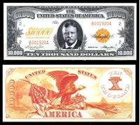 Изображение США 1920г. P# • 10000 долларов. Рузвельт • игровые деньги • UNC пресс