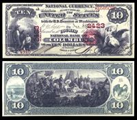 Изображение США штат Огайо 1875 г. • Колумбус • Национальный Банк • 10 долларов • копия • UNC пресс