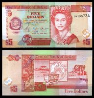 Изображение Белиз 2003 г. P# 67a • 5 долларов • регулярный выпуск • серия № - DA 795734 • UNC пресс ( кат. - $30 )