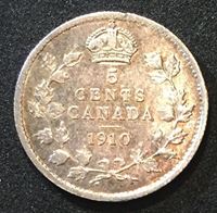 Изображение Канада 1910 г. • KM# 13 • 5 центов • Эдуард VII (серебро) • регулярный выпуск • AU