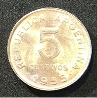 Изображение Аргентина 1955 г. KM# 50 • 5 сентавос • Хосе де Сан Мартин • регулярный выпуск • MS BU