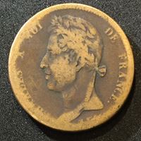 Picture of Французские колонии 1828 г. A • KM# 10.1 • 5 сантимов • Король Карл X • регулярный выпуск • F-