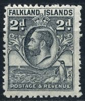 Изображение Фолклендские о-ва 1929-37 гг. Gb# 118 • 2d. Георг V. "Кит и пингвин" • стандарт • MLH OG XF ( кат.- £5 )