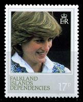 Изображение Фолклендские зависимые территории 1982г. Gb# 1L73a • 17d. 21-летие Принцессы Дианы. разновидность перф.-14 • MNH OG XF ( кат.- £10 )