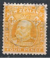 Изображение Новая Зеландия 1909-12 гг. SC# 135 • 4d. Эдуард VII • стандарт • Used XF ( кат.- $15 )
